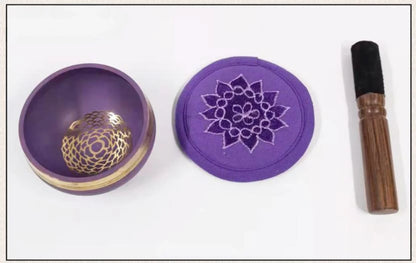 Buddhist Sound Bowls Therapy Meditation Mindfulness Yoga Ornaments Colorful Nepal Tibetan Singing Bowl Chakras Handmade Copper - AMULET RING STORE