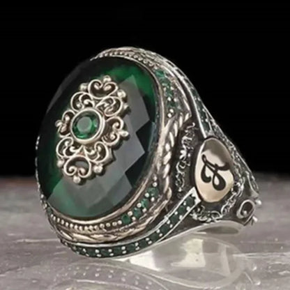 American Green Gem Inlaid Men's Luxury Ring