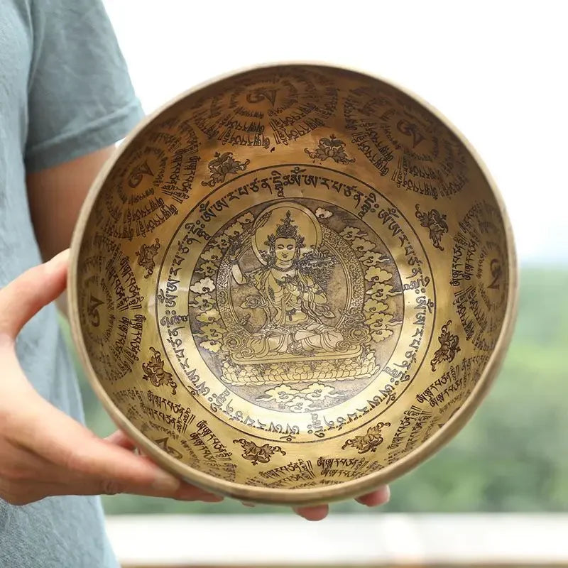 Handmade Nepal Bowls Bronze Tibetan Singing Bowls Heart Chakra Sound Healing Spiritual Instruments Meditation Pretty Bowl Set - AMULET RING STORE