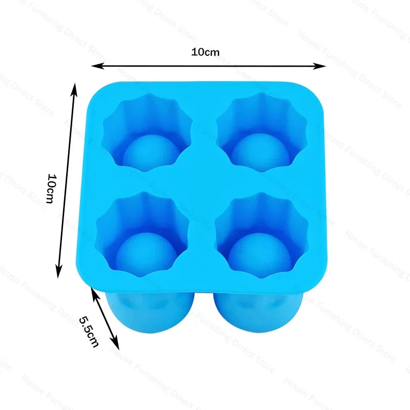 4Cup Shape Silicone Ice Cube Mold Tray for Summer Bar Party DIY Cold Drinks Kitchen Essential Ice Cup Maker Compartment Mold - AMULET RING STORE