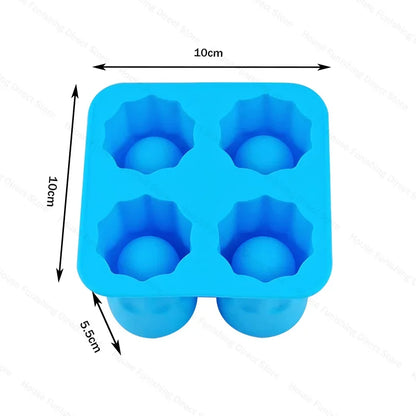 4Cup Shape Silicone Ice Cube Mold Tray for Summer Bar Party DIY Cold Drinks Kitchen Essential Ice Cup Maker Compartment Mold - AMULET RING STORE