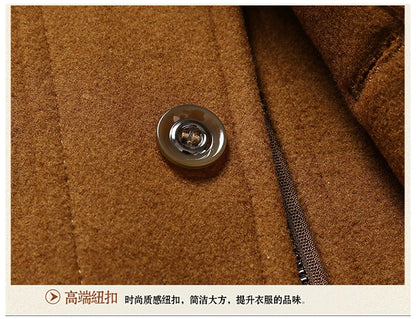 Men's Double Collar Wool Coat  Fashion Handsome Autumn Winter Business Style High Quality Middle-aged Men's Fashion Woolen Coat