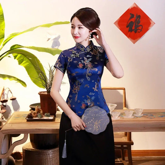 Elegant Ethnic Style Streetwear Cheongsam Qipao Tees Fashion Clothes Tshirts Vintage Shirts for Women Y2k Tops Women Clothing