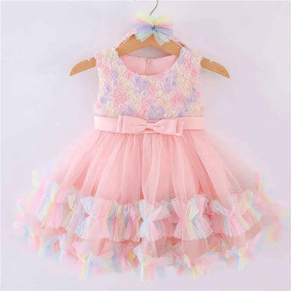 Princess Baby Girl Dress 0 6 Months Tutu Dress for Baby Girl 1 Year Old Newborn Infant Wedding Birthday Party Flower Puffy Gown