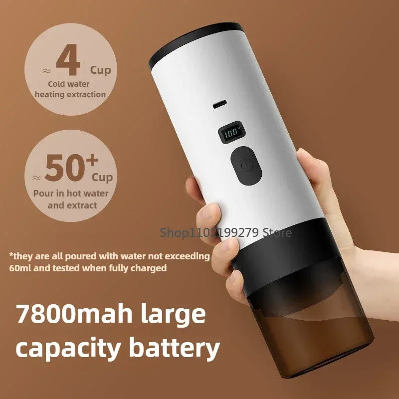Portable Electric Coffee Maker 3-in-1 Capsule Coffee Grinder Travel Coffee Maker with Cordless Heating for Car and Home Camping - AMULET RING STORE