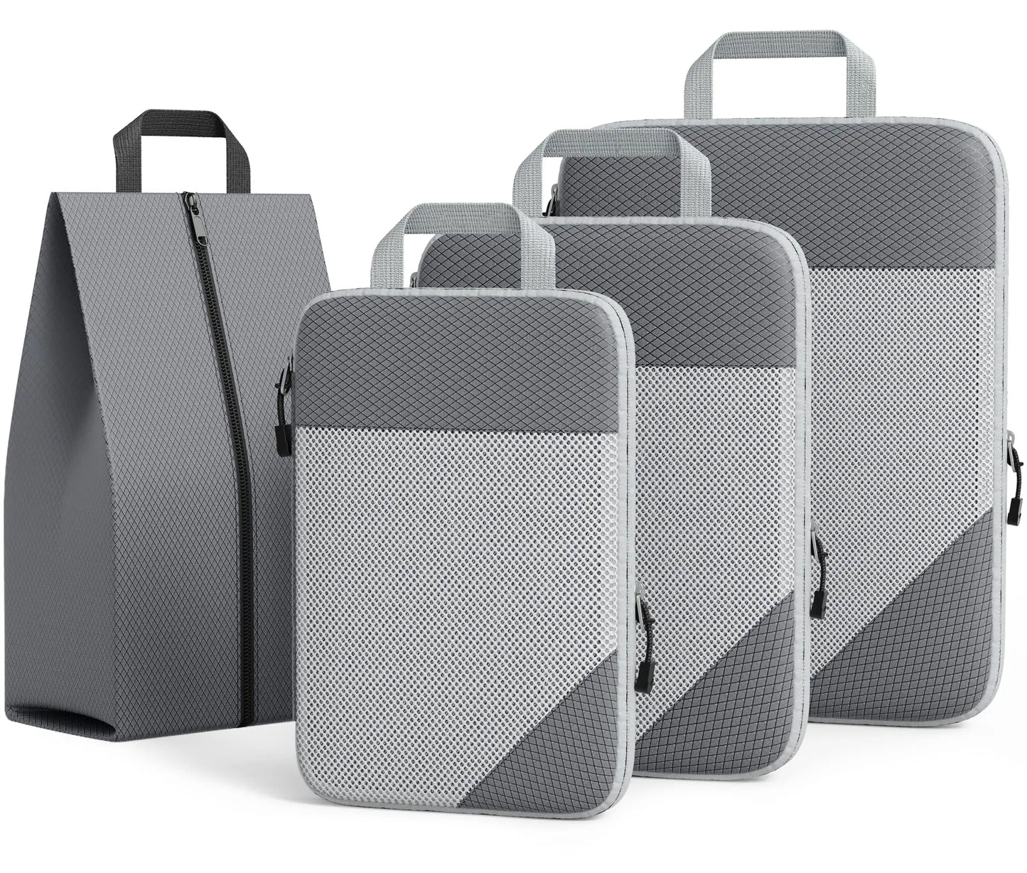 3/6PCS Compressed Packing Cubes Travel Storage Set With Shoe Bag Mesh Visual Luggage Organizer Portable Lightweight Suitcase Bag - AMULET RING STORE