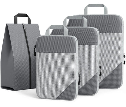3/6PCS Compressed Packing Cubes Travel Storage Set With Shoe Bag Mesh Visual Luggage Organizer Portable Lightweight Suitcase Bag - AMULET RING STORE