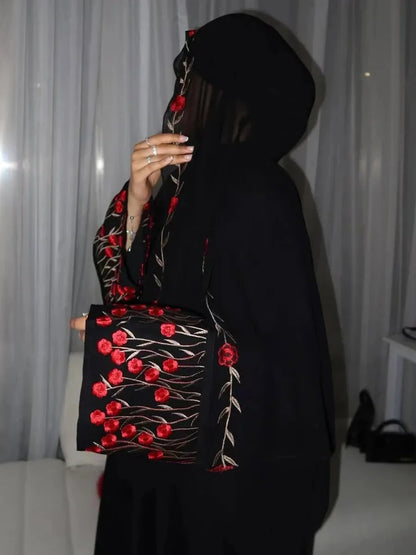 Muslim Women Dubai Abaya luxury embroidery Floral Long Dress Kaftan Flower Ramadan Robe Femme Islam African Dresses Kebaya - AMULET RING STORE