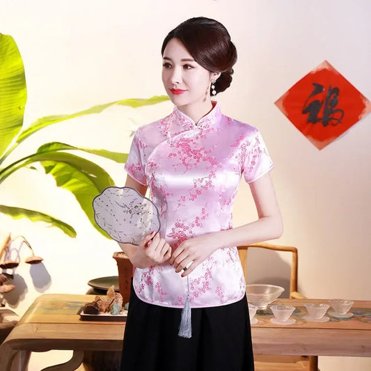 Elegant Ethnic Style Streetwear Cheongsam Qipao Tees Fashion Clothes Tshirts Vintage Shirts for Women Y2k Tops Women Clothing