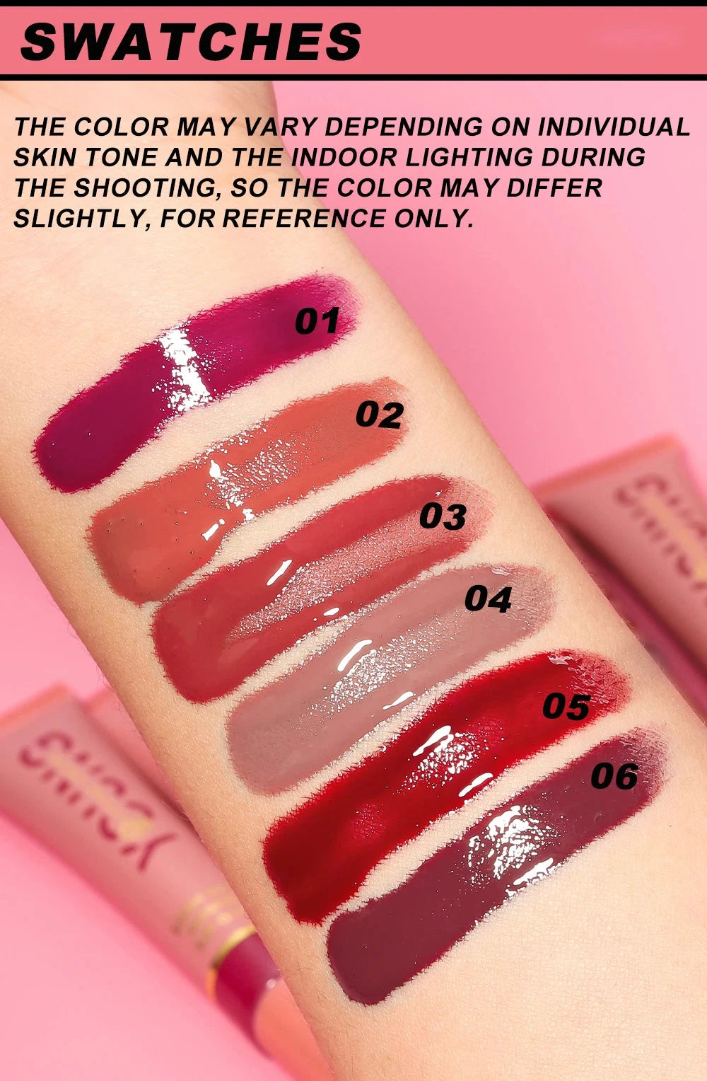 YOUNG VISION 6 color Liquid Water Brightening Lip Color Plush Brush Head Squeezing Lip Color Moisturizing Lip Glaze - AMULET RING STORE