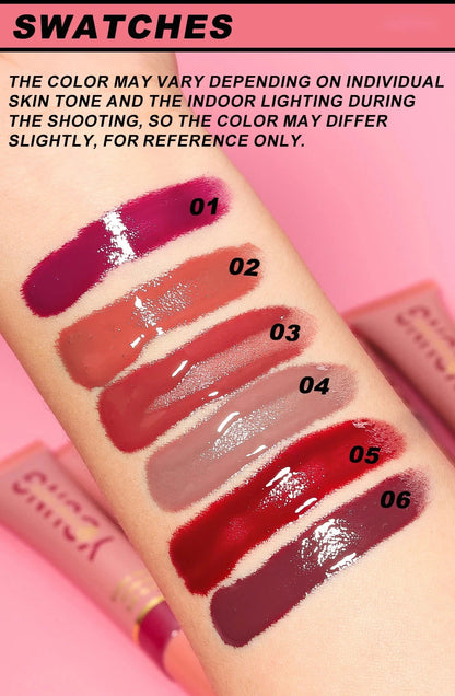 YOUNG VISION 6 color Liquid Water Brightening Lip Color Plush Brush Head Squeezing Lip Color Moisturizing Lip Glaze - AMULET RING STORE