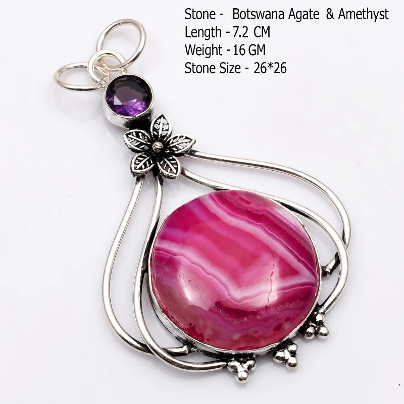 Genuine  Agate Labradorite Jasper Turquoise Rose Quartz Pendant