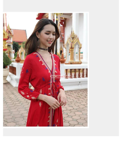 Sari India Women Clothing National Embroidered Dress Cotton Pakistan Style Costume Indian Top Long  Blouse