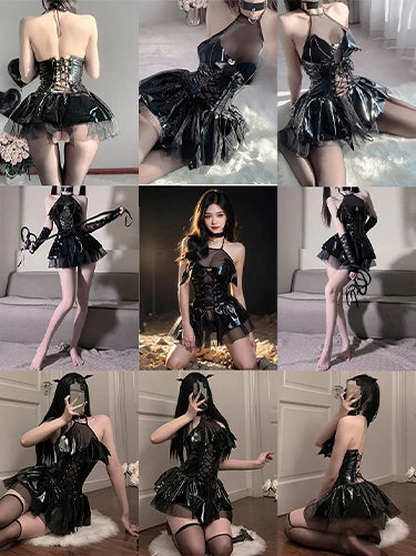 Sexy Women Lingerie Floral Embroidery Exotic Underwear Set Mesh Short Puff Sleeve T-shirts Tops and Panties Erotic Sleepwear - AMULET RING STORE