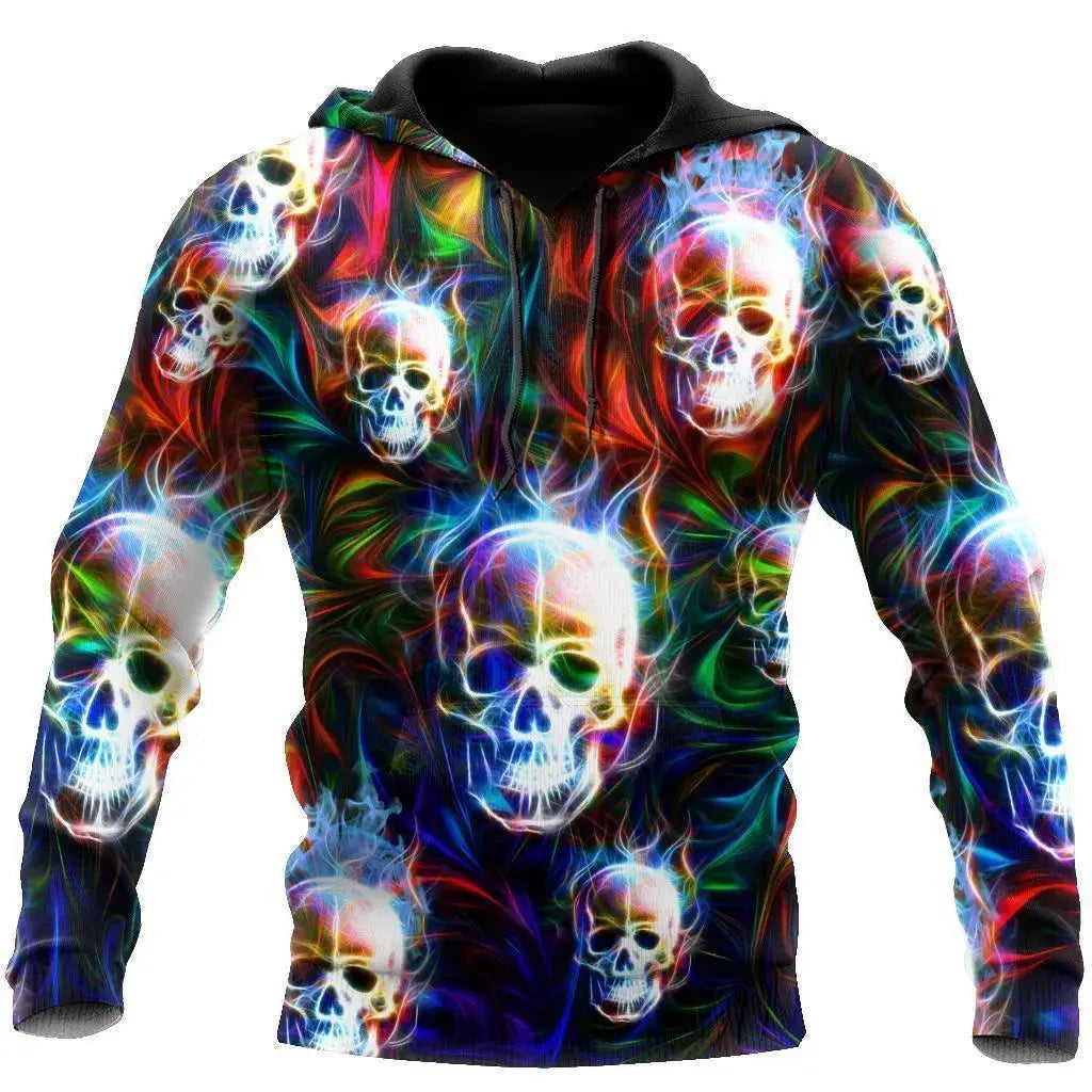 Dark Red Skull Tattoo 3D All Over Printed Men's Hoodie & Sweatshirt Spring and Autumn Unisex Hoodies Casual Sportswear - AMULET RING STORE