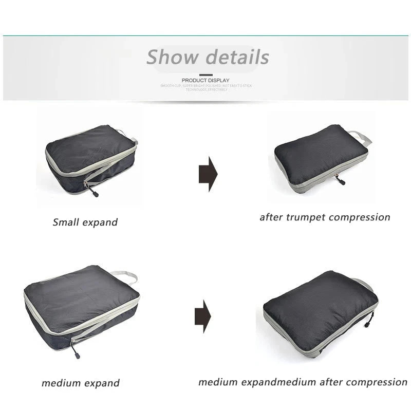 Travel Compression Packing Cubes Suitcase Luggage Organizer Set Zipper Foldable Storage Bag for Clothes Shoes Travel Accessories - AMULET RING STORE