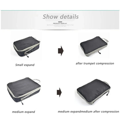 Travel Compression Packing Cubes Suitcase Luggage Organizer Set Zipper Foldable Storage Bag for Clothes Shoes Travel Accessories - AMULET RING STORE