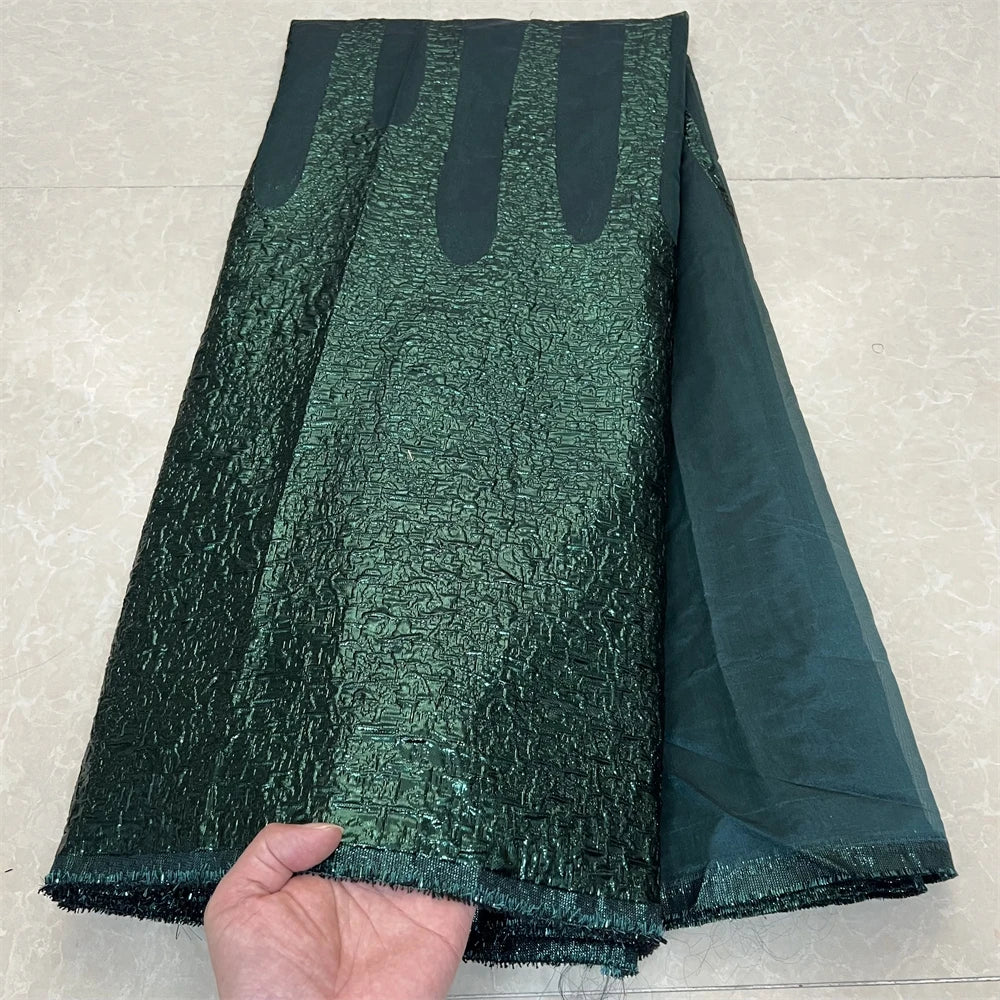 2025HighQuality African Nigerian Tulle Lace Fabric Organza Embroidery Guipure Brocade Jacquard Wedding Dresses Party Gowns 5Yard