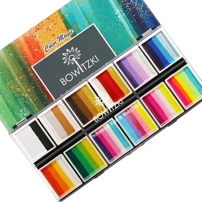 Bowitzki Face Paint 12x10gm Professional Body Paint Kit For Kids Adults Stencil One Stroke Split Cake Rainbow Makeup - AMULET RING STORE