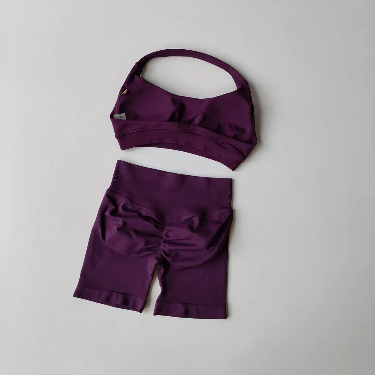 2 Pieces Yoga Suit for Women Seamless Fitness Gym Clothes Halter Sports Bra Matching Impact Shorts Workout Sets Gym Outfit