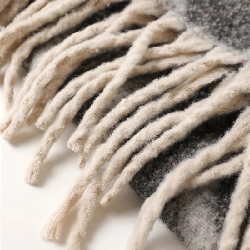 2025 New Rainbow Color Stripe Winter Warm Women Scarf Cashmere Luxury Shawls Thick Neckerchief Hijab Wraps Pashmina Foulard