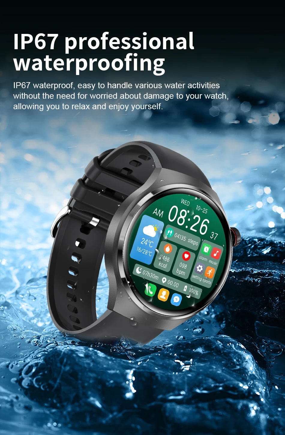 LIGE New Smart Watch Men 1.52 inch Full touch Screen Bluetooth Call Heart Rate Waterproof Men SmartWatch For GPS Sport Tracker - AMULET RING STORE