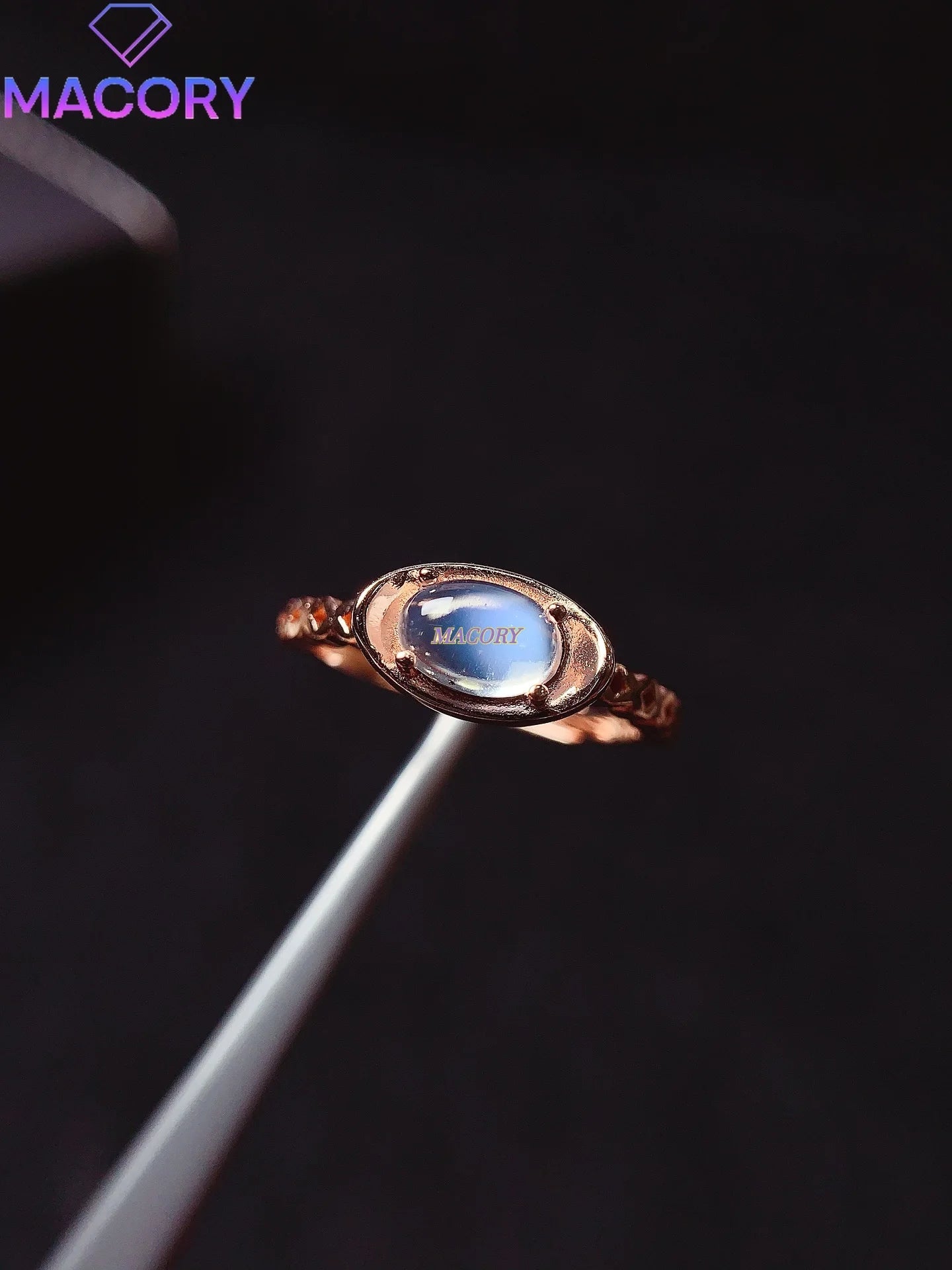 Natural Moonstone S925 Sterling Silver Ladies Ring 5*7mm Exquisite Fashion Jewelry with Certificate Holiday High-end Gifts