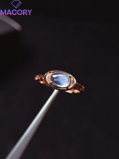Natural Moonstone S925 Sterling Silver Ladies Ring 5*7mm Exquisite Fashion Jewelry with Certificate Holiday High-end Gifts