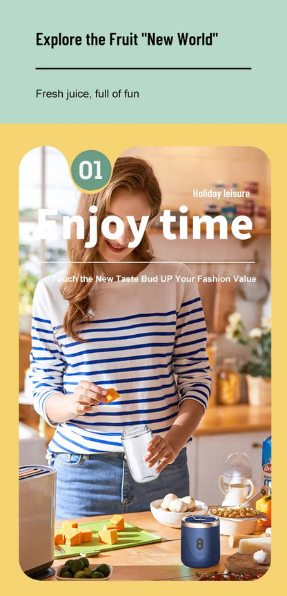 Portable Blender Bottle Electric 6 Blades Multifunction Juice Blender Fresh Juice Smoothie Blender Ice CrushCup Food Processor - AMULET RING STORE