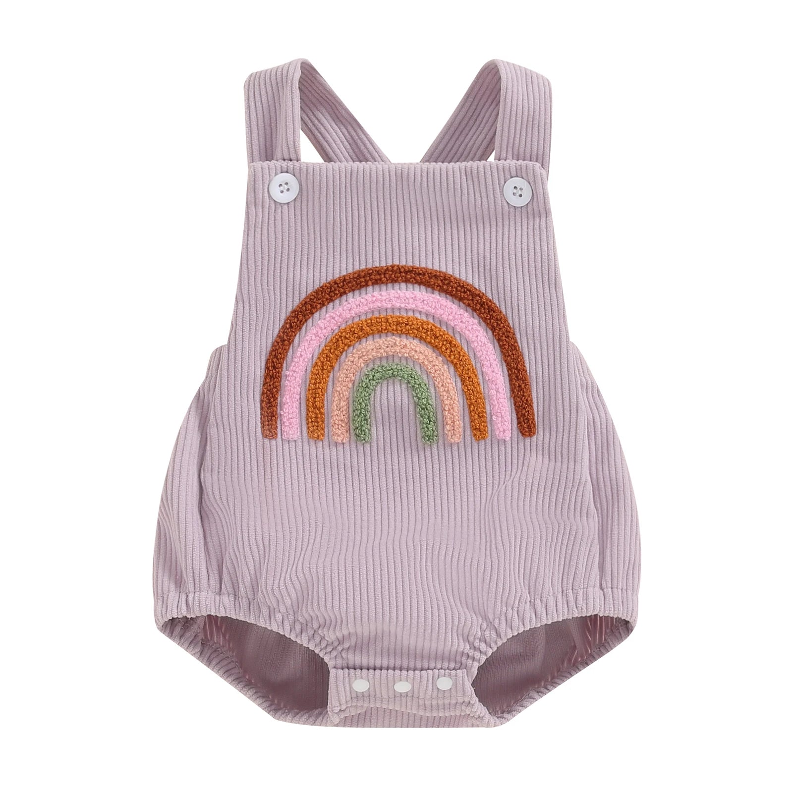 Infant Baby Girl Boy Overalls Rompers Summer Rainbow/Strawberry Embroidery Sleeveless Square Neck Suspender Ribbed Romper - AMULET RING STORE