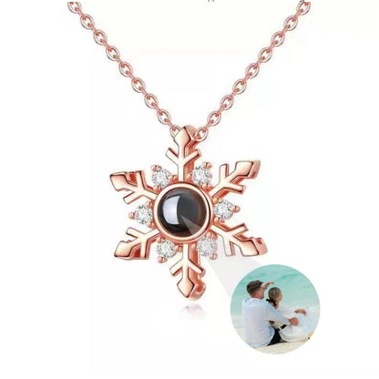 Custom Photo Necklace Personalized Picture Projection Necklace Rose Flower Projective Pendant Necklace Memorial Gifts For Women