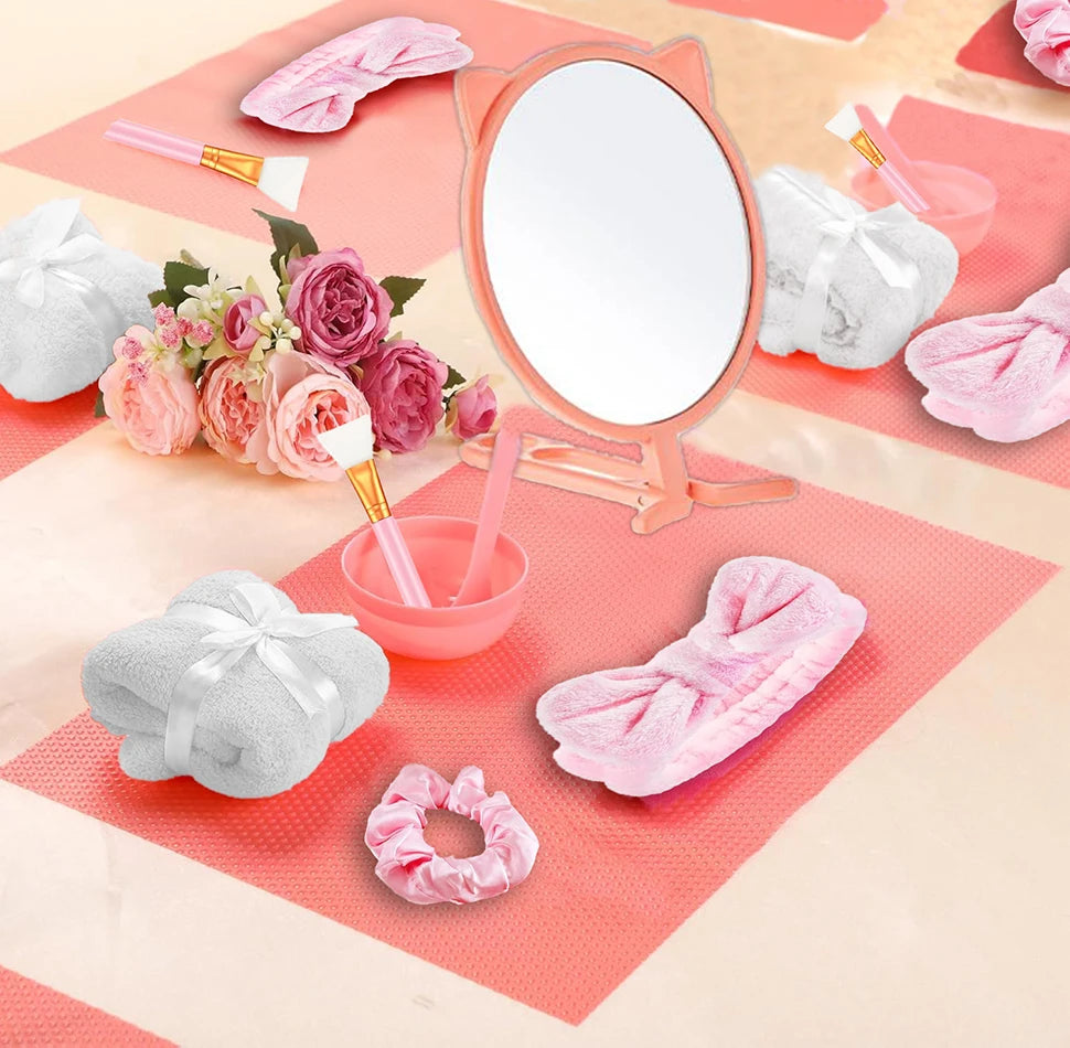 6-18 Sets Kids Pink Spa Party Supplies for Girls Makeup Sleepover Kit Spa Birthday Party Favors Supplies Gift for Children - AMULET RING STORE