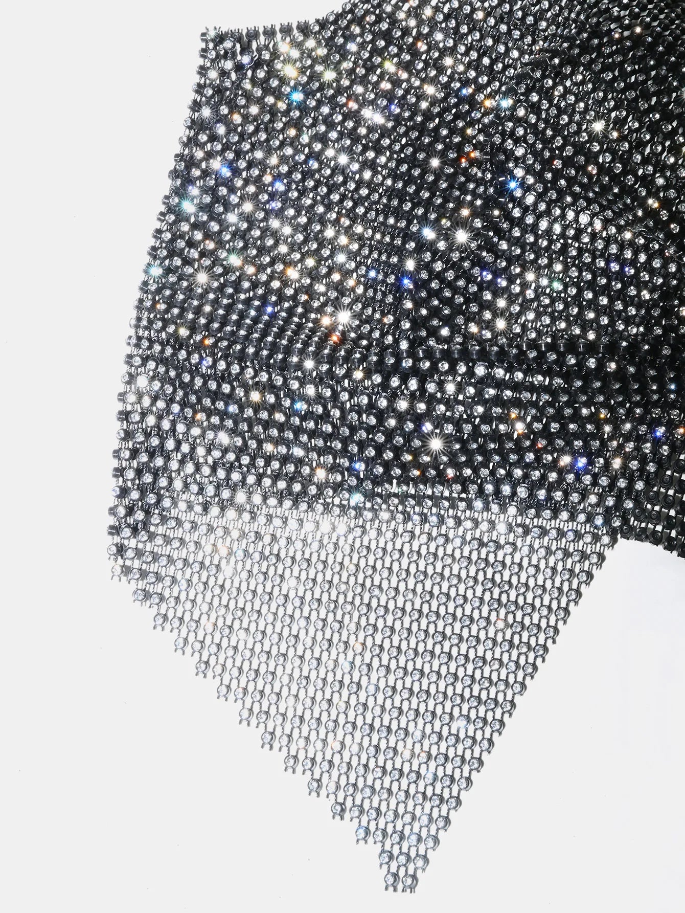 Summer Women Elastic Fishnet Crop Top Glitter Rhinestone Mesh Fine Flash Shoulder Strap V Neck Tank Top Rave Festival Camisole - AMULET RING STORE