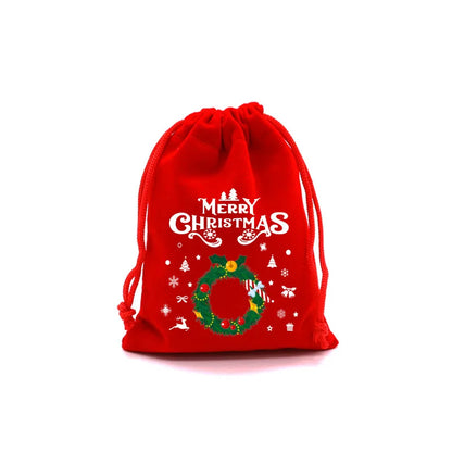 1PC Red Christmas Velvet Bags Drawstring Pouch Candy Gift Bag Bracelet Earrings Necklaces Jewelry Packaging Storage Bags - AMULET RING STORE