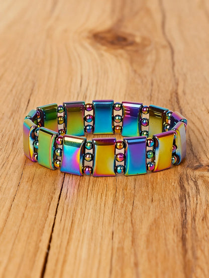 Hematite & Red Tiger's Eye Bracelet Men Natural Stone Cylinder Bead for Energy Protection Reiki Charm Courage Jewelry Women Gift