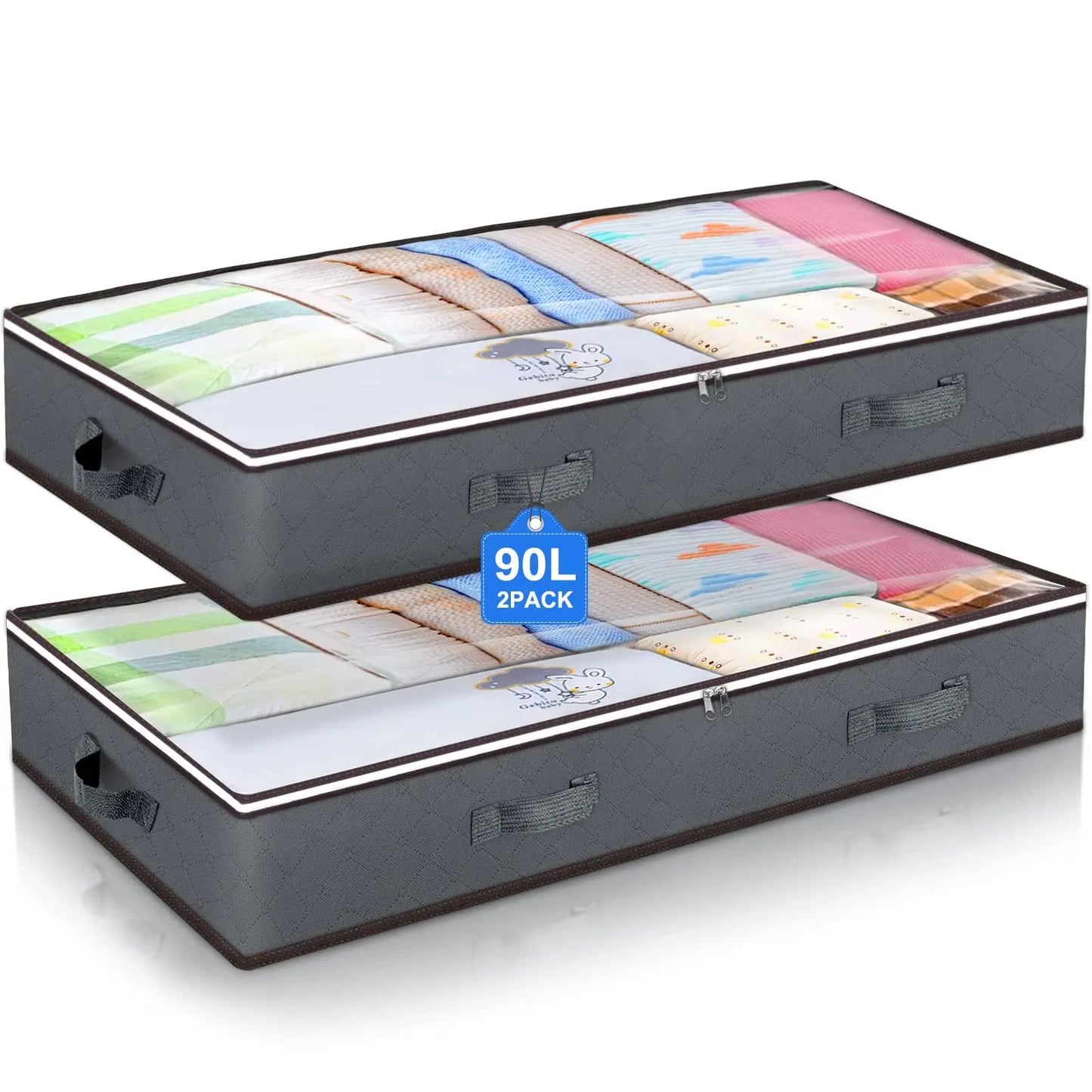 Foldable Under Bed Storage Containers with Clear Window Underbed Toy Organizers and Clothing Storage Bags Closet Storage Bins - AMULET RING STORE