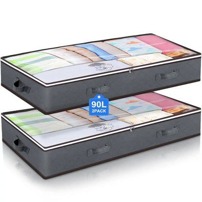 Foldable Under Bed Storage Containers with Clear Window Underbed Toy Organizers and Clothing Storage Bags Closet Storage Bins - AMULET RING STORE