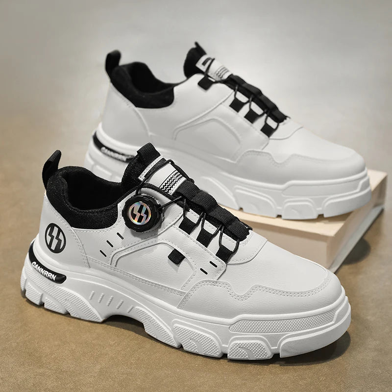 Men's boots autumn and winter new rotating shoelaces fashion casual boots youth outdoor boots anti slip soft sole workwear boots - AMULET RING STORE