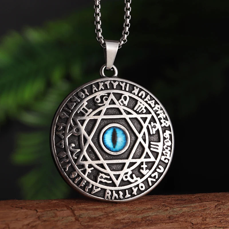 Judaism Stainless Steel Star of David Devil Eye Angel Seal Pendant