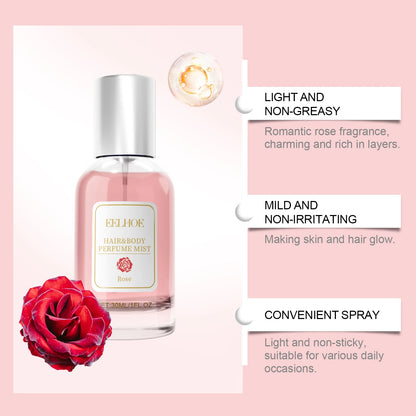 Eelhoe 30ml Rose Body Hair Perfume Spray Fresh Elegant Lasting Floral Fragrance Pheromone Flirting Dating Charming Perfume Spray