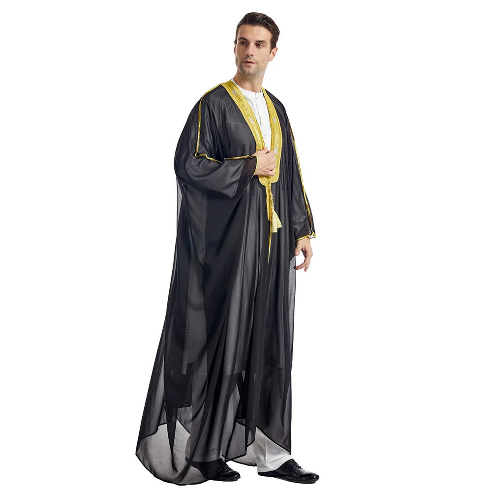 Islam Clothing Men Robe Kaftan Muslim Man Moroccan Casual Long Jubba Thobe Arabic Robe Middle East National Costume Eid Ramadan