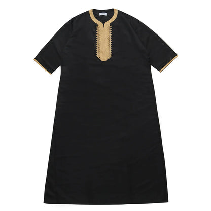 Middle Eastern Style Arrival! Spring-Summer Short-sleeve Embroidered Robe, Large-size Men's Ethnic Clothing for Ultimate Comfort