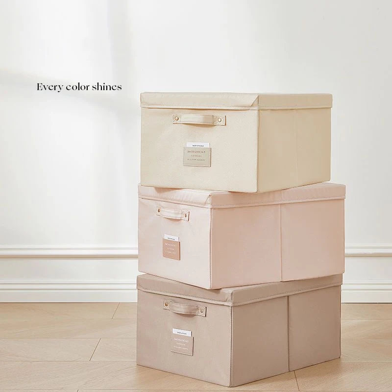 Fabric Foldable Storage Box With Lid Organizer For Clothes Large Capacity Quilt Blanket Toy Storage Closet Wardrobe Organizer - AMULET RING STORE