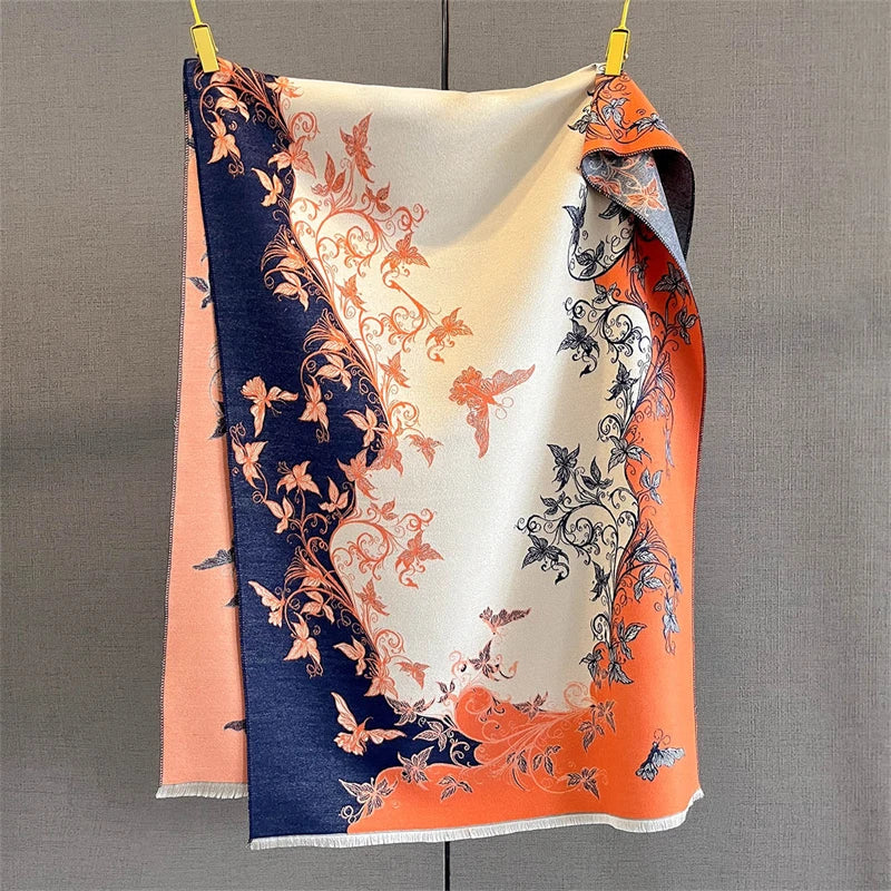 2025 Winter Warm Cashmere Scarf for Women Luxury Print Pashmina Shawl Wrap Neckerchief Female Bufanda Echarpe Design Headband - AMULET RING STORE