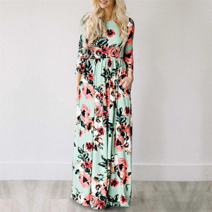 Women Summer Long Dress 2025 Floral Print Boho Beach Dress Ladies White Maxi Evening Party Dress Sundress Vestidos de festa