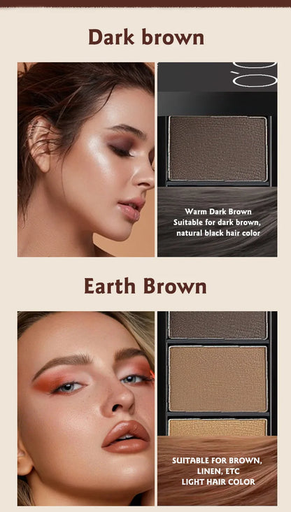 3 in 1 Three Color Eyebrow Powder Waterproof Sweat Proof Non Fading Suitable for Nose Shadow Highlights Cosmetics Women Makeup - AMULET RING STORE