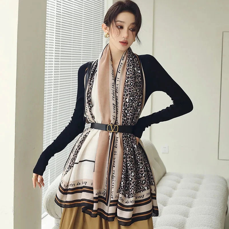 2025 Autumn Women Hijab Scarf Leopard Cotton Linen Shawl Tassel Muslim Sunscreen Viscose Headkerchief Wrap Breathable Headscarf - AMULET RING STORE