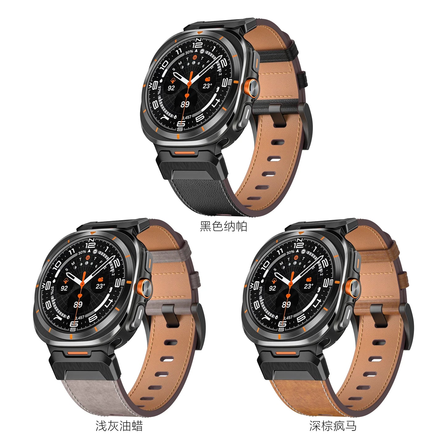 Metal+Leather Strap for Samsung Galaxy Watch Ultra 47mm Stainless Steel Business Bracelet Belt Galaxy Watch 8-7 Ultra 47mm Band