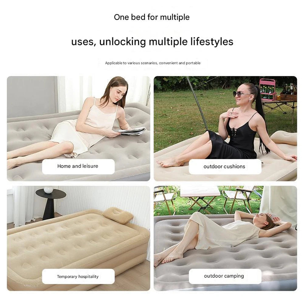 2 Persons Inflatable Mattress Indoor Outdoor Air Cushion 48cm High Bed