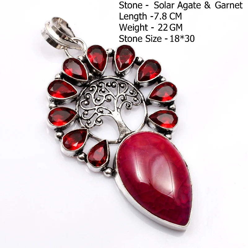 Genuine Blue Topaz Citrine Glass Agate Jasper Amethyst Pendant